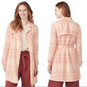 Lauren Conrad Very Berry Lined‎ Belted Trench Coat Plaid Size XL